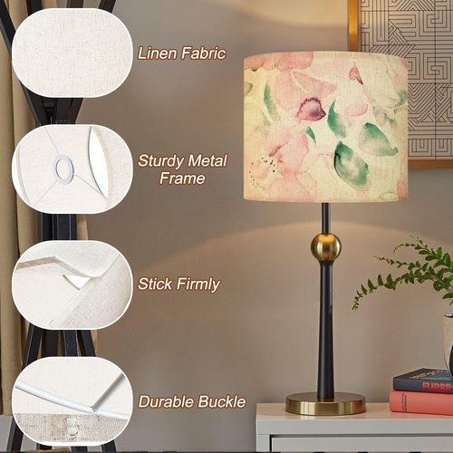 Lampshades Sage Green Lamp Shades Boho 1 Pack Summer Blossom Botanical Floral Watercolor Roses Peony Light Shade for Table Lamps Floor Lamps Drum Lamp Shades Lampshade Replacement