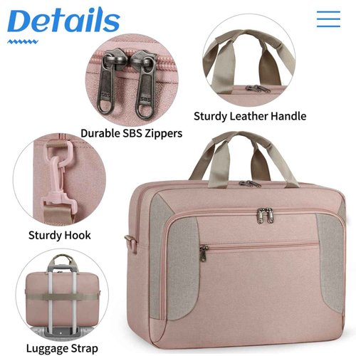 Laptop Bag 17.3 Inch Laptop Briefcase Large Waterproof Laptop Case for Men Women Business Office Work Computer Bag 17 Inch Adjustable Shoulder Messenger Bag, Pink