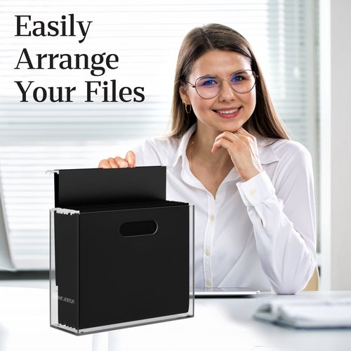 CLASSIC ACRYLIC File Organizer for Desk - This Acrylic Storage Box is great for Office Organization - Its Modern Acrylic Magazine Holder makes a Great Gift for Home/Work Space