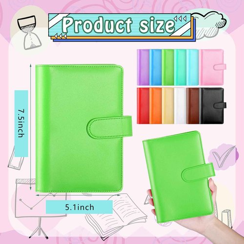 Chuangdi 24 Pcs A6 PU Leather Budget Binder Bulk Refillable 6 Ring Notebook Cover Paper Pocket Loose Leaf Binder Personal Organizer Planner Magnetic Buckle Closure, Gift for Christmas