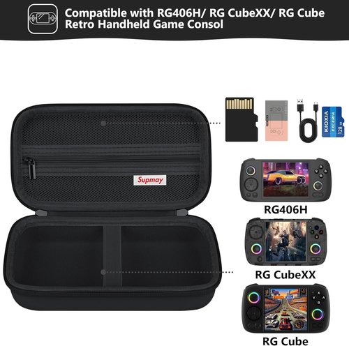 RG Retro Game Console Hard Carrying Case - Travel Storage Holder with Mesh Bag for Accessories | Black