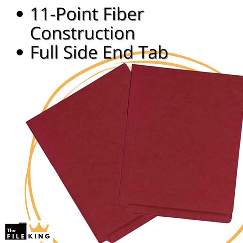 The File King End Tab Red File Folder - Letter Size | Box of 100 | Full Side Folder for Medical Charts & Office Filing | Space for Jacket Labeling | 11-Point Fiber Construction | Made in The USA