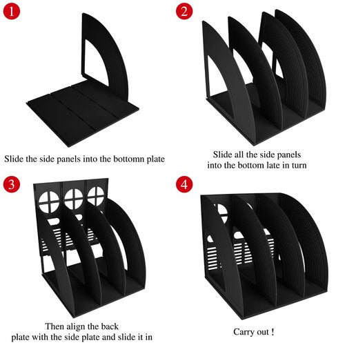 SAYEEC 2Pcs Magazine Holder Plastic File Sorter Binder Holder for Desk Folder Organizer Stand Book Shelf Dividers Vertical Filling Storage Rack Desktop Bookshelf Display Box for Office School (Black)