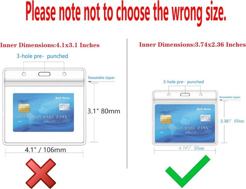 Extra Thick ID Card Badge Holder by [Brand Name] - Waterproof Resealable Zip | Small Size (2.36 x 3.74 Inches, 6 Packs)