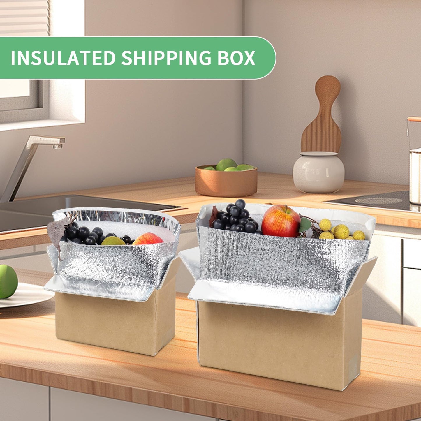 8x4x5 Inch Insulated Shipping Box with Aluminum Foil Liner, 6 Pack Cold Shipping Boxes with Aluminum Foil Insulated Bag, Insulated Boxes for Cold Shipping, Frozen Food