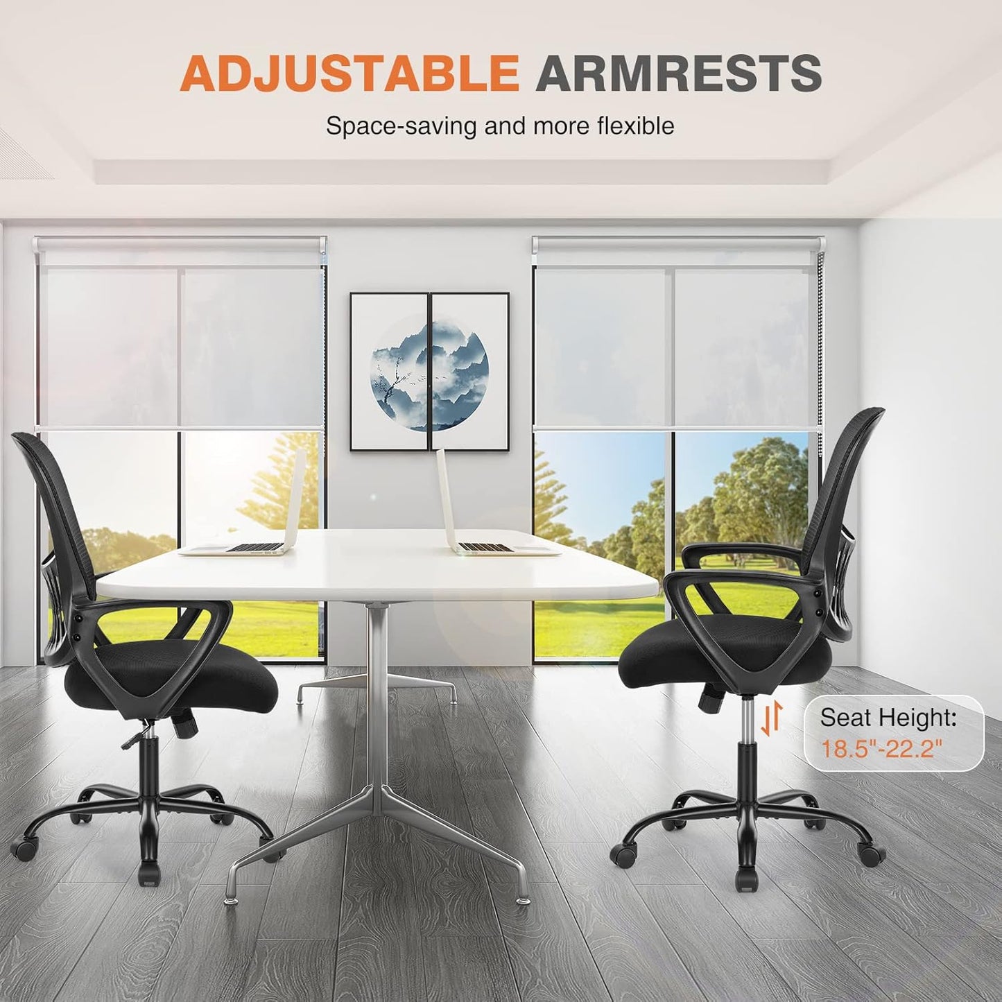 Sweetcrispy Ergonomic Mid-Back Mesh Office Chair - Lumbar Support & Comfortable Armrests | Ideal for Home & Study