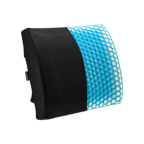 Zickskt Lumbar Support Pillow - Gel Memory Foam Back Cushion for Lower Back Pain Relief & Improve Sitting Posture, Lumbar Support Cushion with Adjustable Strap & Non-Slip for Office Chair, Sofa, Car