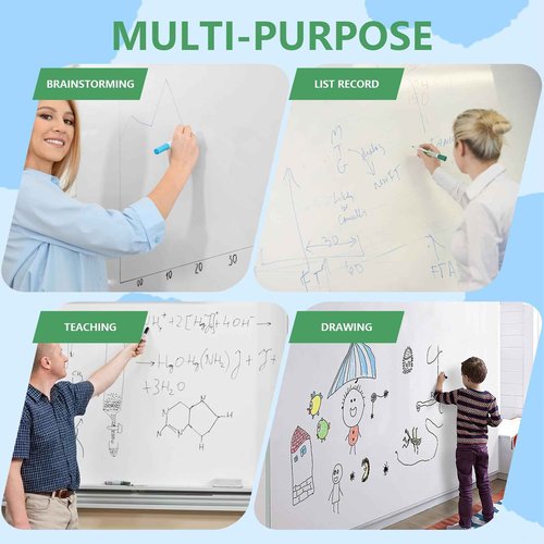 Magnetic Dry Erase Whiteboard Paper，Self Adhesive and Easy to Write&Clean,Dry Erase Board for Kids/Office/Home, with Marker, Magnetic Eraser and Magnets (31.5”*15.75 “)