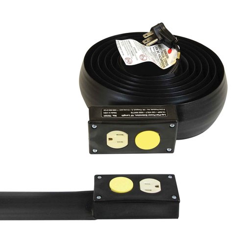 C-Line Lay-Flat Power Extension and Cord Cover, 10 Feet Long (79101) , Black