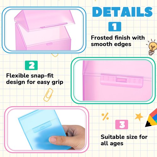 Clabby 12 Pcs Plastic Crayon Box Colorful Bulk Holds 24 Crayons Box with Hinged Lid and Snap Closure for Pens Crayons School Office Supplies Organization