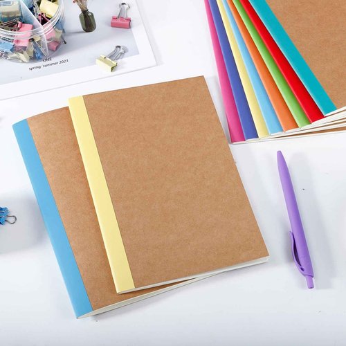 Vyndicca 80 Pack Composition Notebooks Bulk, 8.3 "X 5.5" College Ruled Lined Notebooks, Kraft Cover Notebook Journals with Rainbow Spines, Composition Notepad for Home Office Supplies, A5, 8 Colors