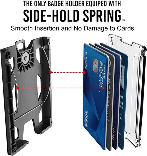 GOVO T4 Badge Holder Wallet - Durable Polycarbonate ID & Credit Card Holder with Metal Clip | Black, 4 Card Slots