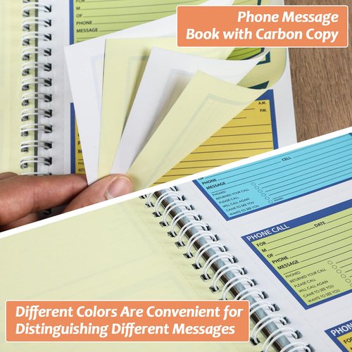 gisgfim Spiral Bound Phone Message Book 5-1/4x11inch Phone Message Forms Book 2 Part Carbonless Phone Message Pads Phone Call Log Book Voicemail Log Book While You Were Out Message Pad 4 Messages/Page