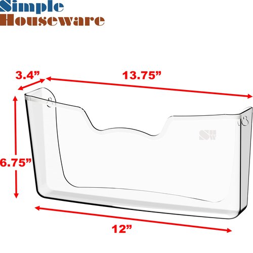 Simple Houseware Clear Single Pocket Wall Mount for Hanging File Holder, 3 Packs