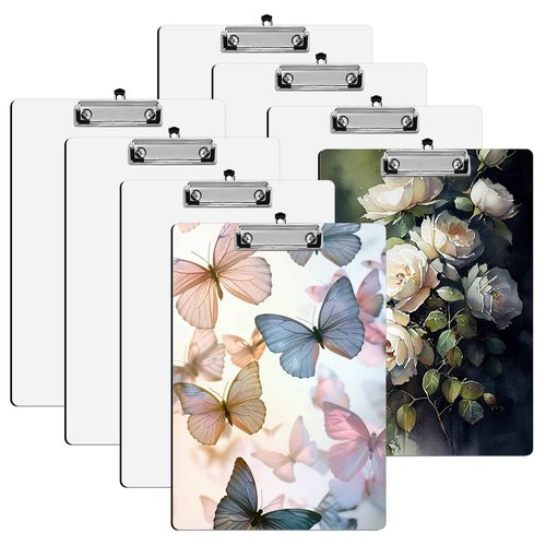 ToBeAce 8 Pack Sublimation Clipboard Blanks Double Sided, 8.9"x12.4" A4 MDF Clipboard Blanks Bulk, Sublimation Teacher Blanks for DIY Craft Gifts Classroom Office School Supplies, Letter Size