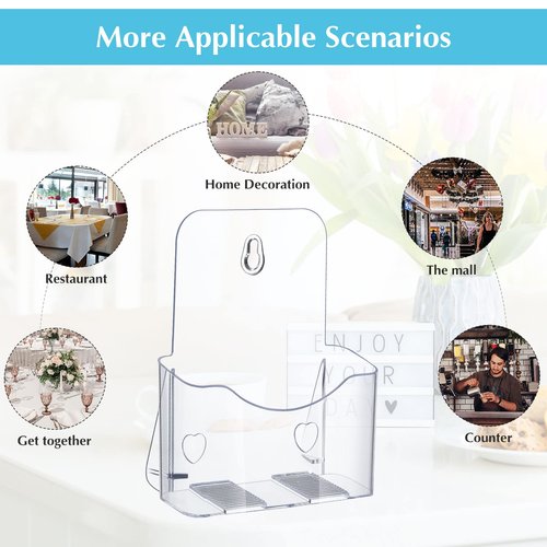 Chinco 10 Pack Acrylic Brochure Holders Bulk 6x8 Inch Commercial Menu Stands, Wall Mountable Display for Restaurants, Wedding, Literature, Pamphlets, Flyers and Trifold Documents