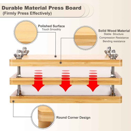 PATIKIL Wooden Book Press, 11.5x7.9Inch 3 Boards 2 Binding Layer Portable Bamboo Book Press Bookbinding Machine Tool Kits for Book Binding Supplies Handmade Paper Press, Wood