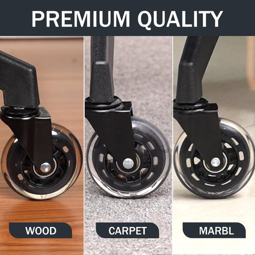 Office Chair Wheels Replacement,3 Inch Casters 7/16" Stem,Universal fit for Most Rolling/Gaming Chairs,Floor Protection for Carpet/Hardwood/Tile,Smooth&Quiet Rolling, Set of 5