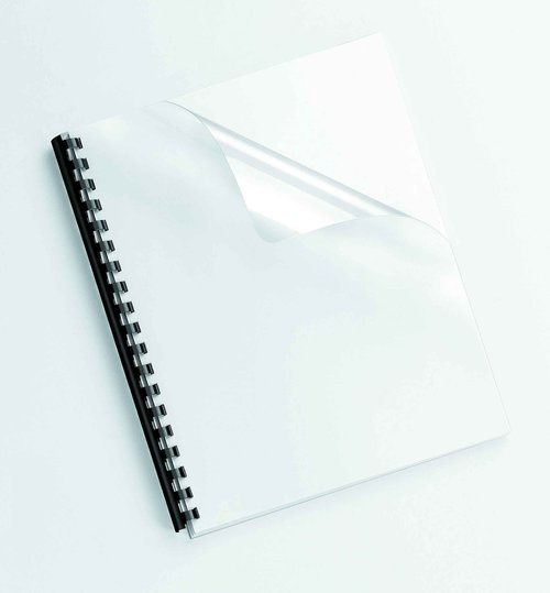 Fellowes Crystals Clear PVC Binding Covers, 8mil Letter, 200 Pack (5204303) & Plastic Combs - Round Back, 1/4 Inch, 100 Pack, Black (52366)