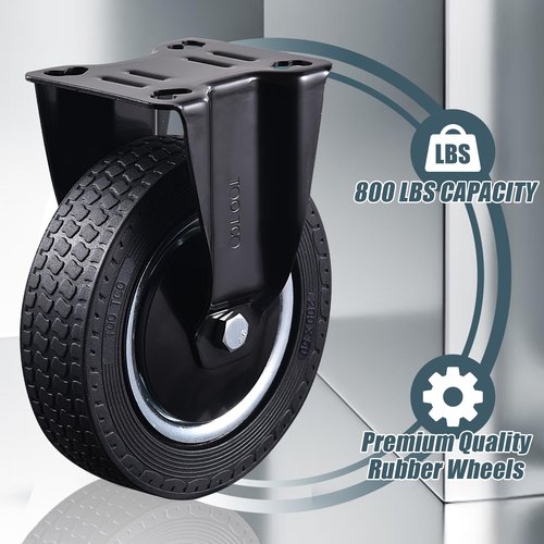 8 Inch Heavy Duty Caster Wheels Set of 4 (2 Swivel & 2 Fixed) 3200LBS Capacity Industrial Rubber Casters for Utility Cart, Workbench, Warehouse Equipment, Truck, Dolly Includes Mounting Hardware