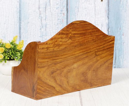 ARTISENIA Handmade Wooden Mail Organizer Letter Rack Wooden Magazine Holder Wooden Desk Organizer 3 Self Brass Inlay 12 Inch Remote Letter Holder