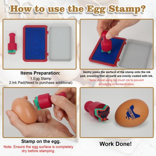 Terwex Custom Egg Stamps for Fresh Eggs - Personalized Egg Stamp with Your Unique Branding Marker - Long Lasting Egg Stamper for Farm Chicken Coop Farmer Rancher Gifts - Chicken Coop Accessories