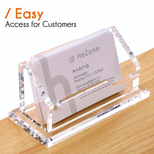 Acrylic Card Holder Clear Horizontal Business Card Organizer Stand for Desk 1 Slots Business Cards Stand for Women and Men