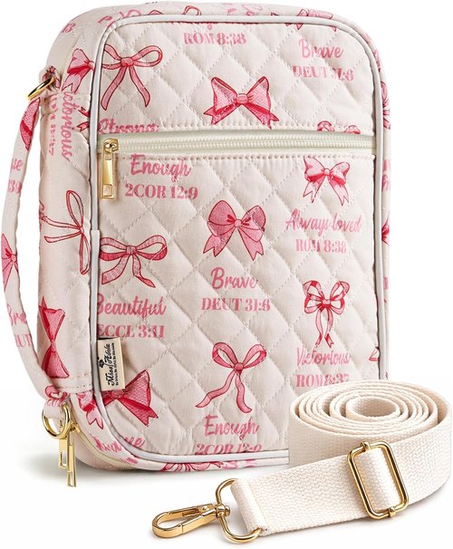 Miss Adola Bible Cover Case for Women - Quilted Organizer with Zipper Handle & Shoulder Strap | Perfect for Teens