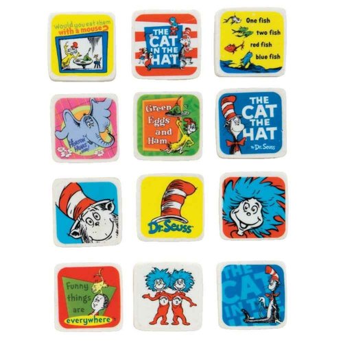 Raymond Geddes Dr. Seuss Character Erasers for Kids (Pack of 60) & Dr Seuss Mini Memo Pad (Pack of 48)