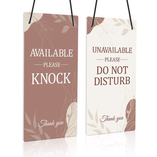 Putuo Decor Please Do Not Disturb Sign, Available Please Knock in PVC Door Sign, Double Sided Hanger Plaque, 10x5 Inches Office Door Signs for Therapists Office Clinic Treatment Plaque