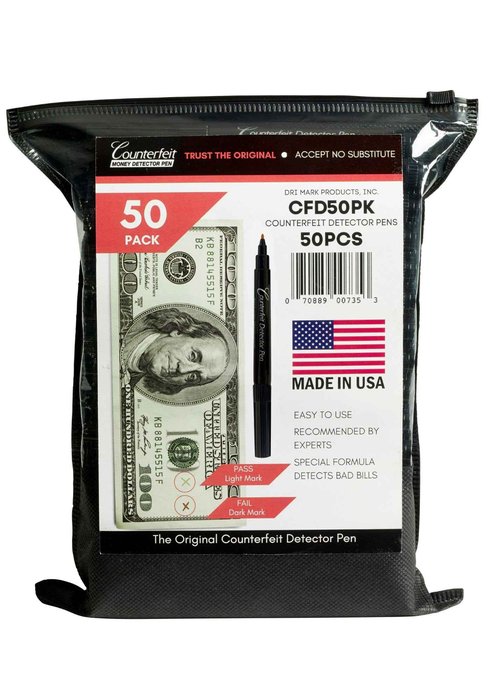 Dri Mark CFD50PK Counterfeit Bill Detector Marker Pen, Made in The USA, 50 Count