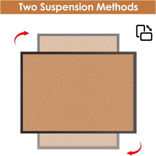 Board2by Cork Board Bulletin Board 24 x 36, Black Wood Framed 2x3 Corkboard, Office Board for Wall Cork, Large Wall Mounted Notice Pin Board with 16 Push Pins for School, Home & Office