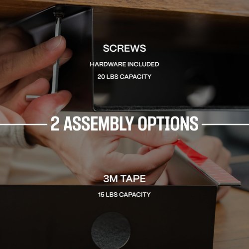 COREMINDED Under Desk Storage Shelf - Carbon Steel Under Desk Tray with Cable Management, Mountable Add-On Shelf for Table & Office Desks (13" x 8" x 2.8")