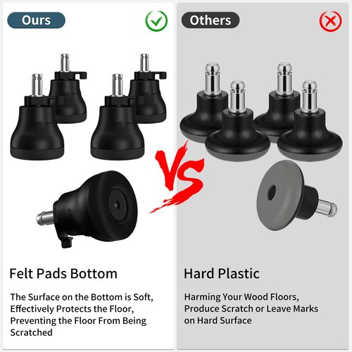 RCHYFEED 10 Pcs Bell Glides Replacement Office Chair Wheels- Chair Desk Swivel Caster Wheels to Fixed Stationary Castors for Hardwood Floors,Switch Between Wheel Glide and Stopper,On/Off Setting
