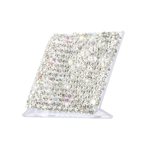 PATIKIL Rhinestone Business Card Holder, 2Pcs Crystal Business Card Holders Bling Business Card Organizer Display Stand for Desktop Desk Office Exhibition, White