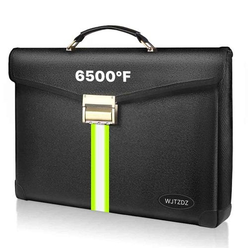 6500°F Large Capacity Upgraded Fireproof Money Bag with Lock,10 Layers of Heat Insulated Materials with Waterproof Zipper/Reflective Strip with Handle for Cash/Important Documents