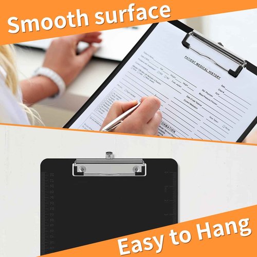 Black Clipboards, PANDRI 26 Pack Plastic Black Clipboards with Low Profile Clip 12.5 x 9 Standard Letter Size Clipboard for classrooms Office