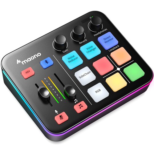 MAONO Gaming Audio Mixer, Audio Interface with Pro-preamp, RGB, Bluetooth, 48V Phantom Power for Live Streaming, Podcasting, Content Create, Gaming MaonoCaster G1 NEO (Not for USB Mic)