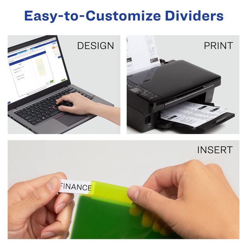Avery Dividers for 3 Ring Binders, 8-Tab Plastic Binder Dividers Insertable Big Tabs, Multicolor, 1 Set (11901)