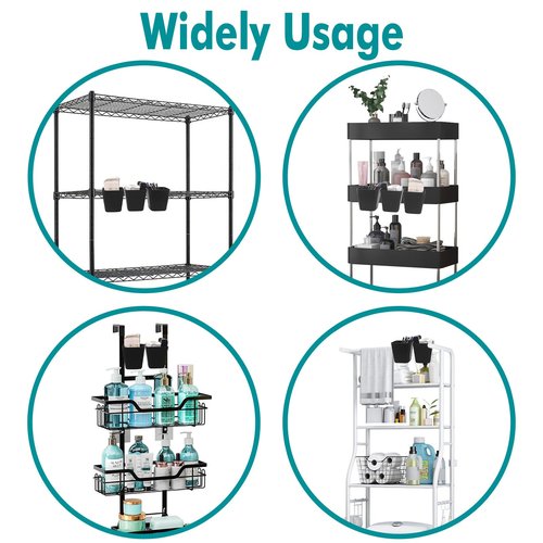 LIGHT DUST Wall Caddy Pen Holders, 6 Pack Black Large Pencil Cups Organizer for Marker/Remote/Crayon/White Board Accessories, with Adhesive Stickers, Office Home Craft Class Kids Room Art Organization
