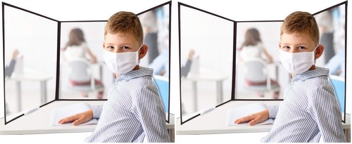 Risch - Shield – Desk Desk Shield - Portable Clear Vinyl Protective Shield for Use in Classrooms, on Desks or at Tables- 14.5" x 19.5" - Made in USA (Pack of 2)