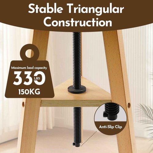 conda Adjustable Height Wooden Drafting Stool 19" to 26", Beech Wood Artist Stool for Drafting, Painting, Office, Studio, Kitchen, Bar, and Home Use