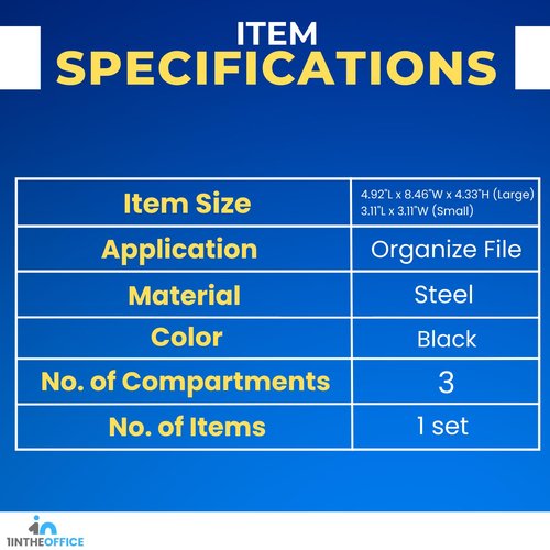 1InTheOffice Mesh Collection Desk Drawer Organizer Tray 3 Compartment - Stackable, Matte Black