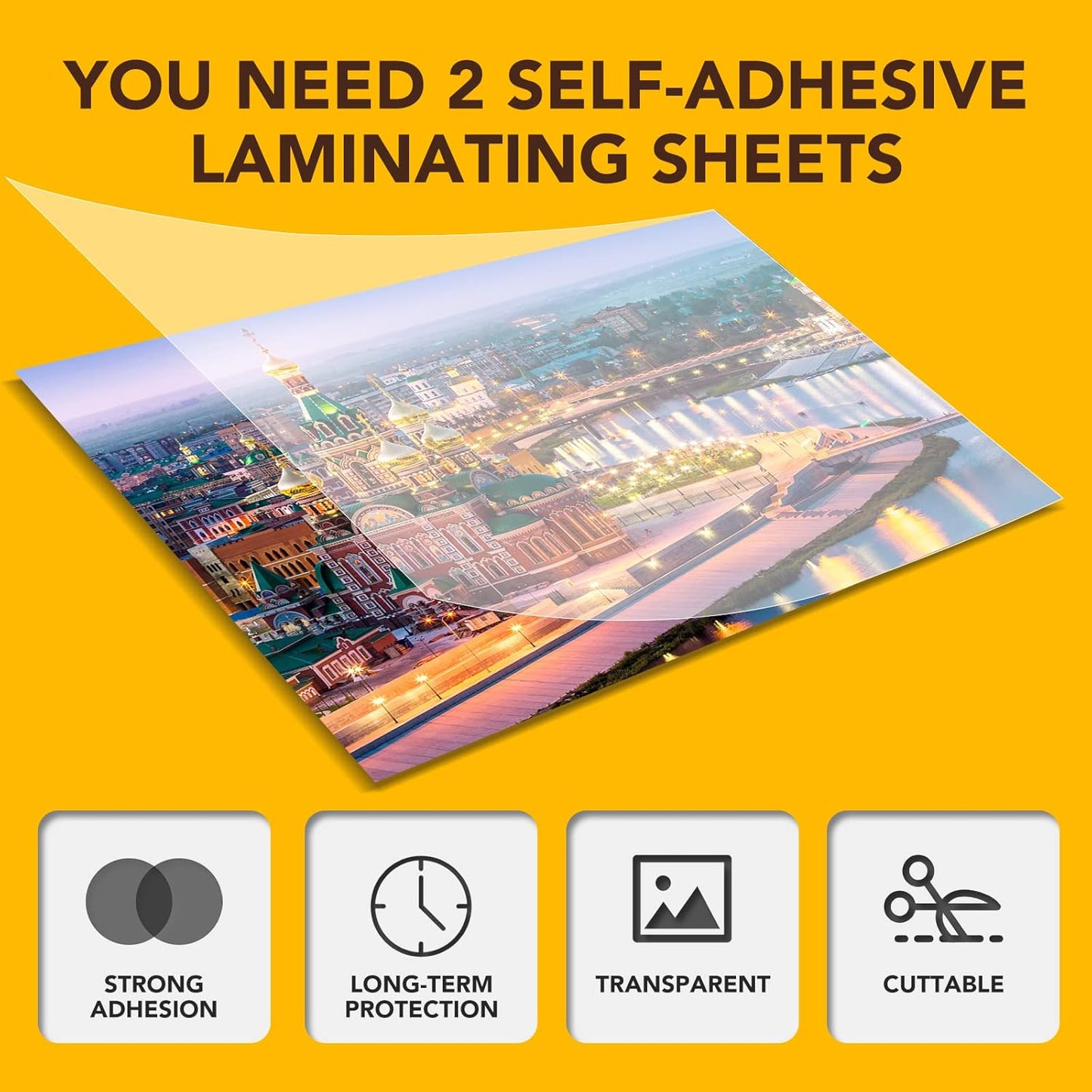 Skiennix Self-Adhesive Laminating Sheets - 140 PCS, 9 x 12 Inches, No Heat, Easy Self-Sealing
