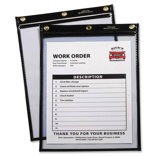 C-Line Heavy Duty Super Heavyweight Plus Stitched Shop Ticket Holder, Black, 9 x 12 Inches, Box of 15 Shop Ticket Holders (50912)