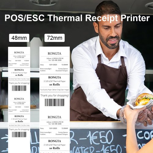 Rongta POS Printer, 80mm Direct Thermal Receipt Printers with Auto Cutter, USB Serial Ethernet Interface, Support Windows/Mac/Linux Cash Drawer, Restaurant Kitchen Printer for ESC/POS (RP332)