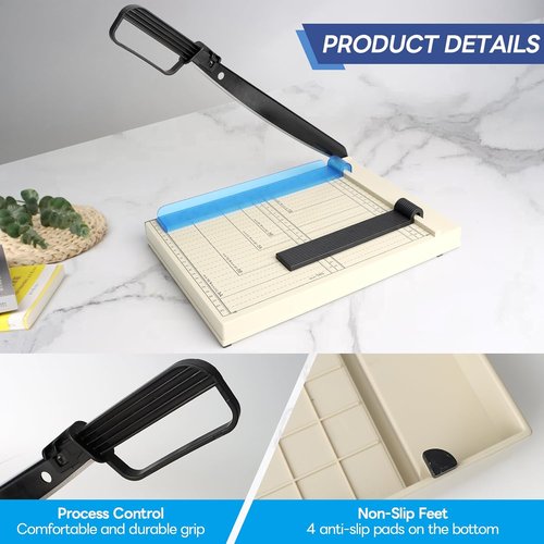 Skiennix A4 Paper Cutter - 12" Titanium Blade Guillotine Trimmer with Corner Rounder | 12-Sheet Capacity for Crafts & Photos