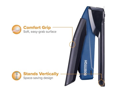 Bostitch Office Executive Stapler - Effortless One-Finger Stapling, 20 Sheet Capacity | Navy Blue