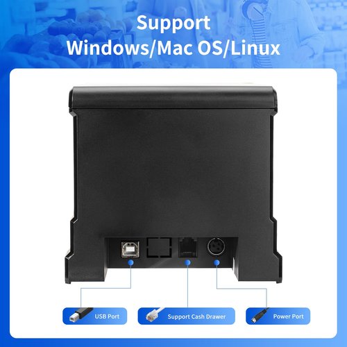 NetumScan USB POS Receipt Printer, 80mm Thermal Receipt Printer with Auto Cutter Cash Drawer, 300mm/s, Support Windows/Mac/Linux, Restaurant Kitchen Printer for ESC/POS(Only USB Interface) 8360