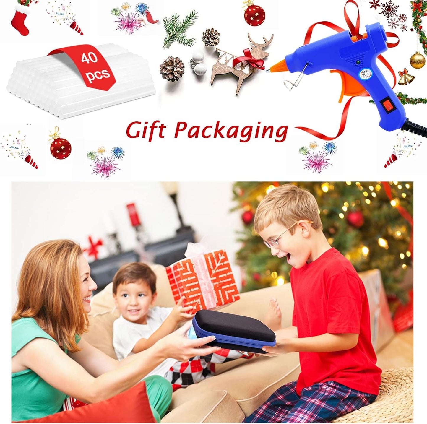 Skiennix Hot Glue Gun Kit - 40 Glue Sticks & Hardshell Case for DIY Crafts & Home Repairs | 20W